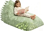 Dinosaur Shaped Bean Bag Chair for Kids – Shredded Foam Filled Large Toddler Lounger – Dino Floor Couch for Boys & Girls